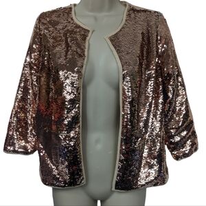 LuLaRoe Elegant Lux Stella rose Gold Open Front Jacket Sz XS